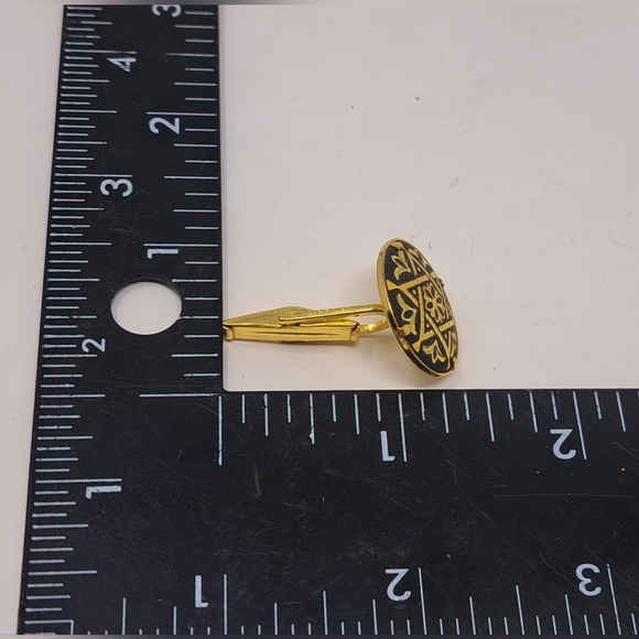 Vintage Men's Cufflinks 24 Karat Fine Gold 70s Spain Star Filigree Black Gold - Picture 13 of 13